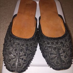 Gorgeous black slides handmade